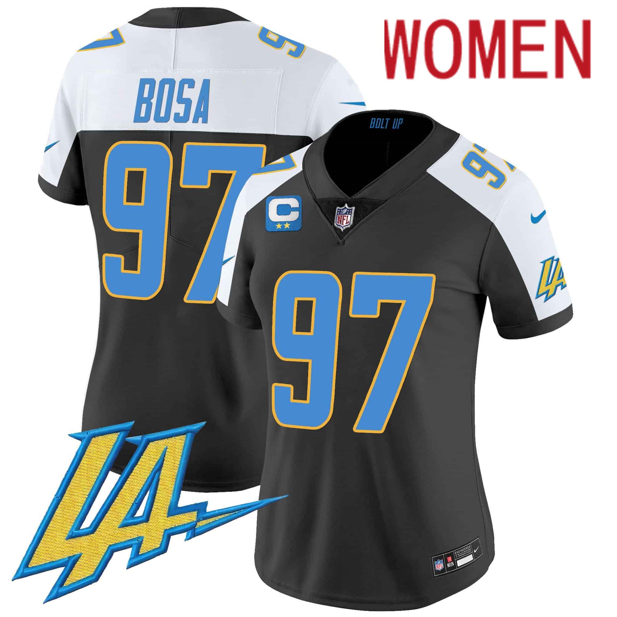 Women Los Angeles Chargers 97 Bosa Black 2024 Nike Vapor Limited NFL Jersey